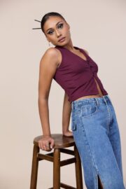 V neck Front Open Top - Image 2
